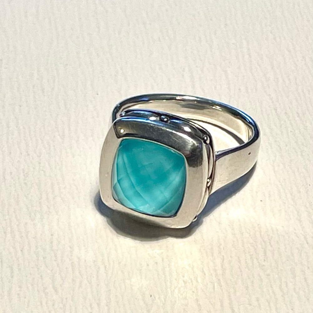 Elegant Silver and Aqua Stone Ring